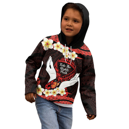 Polynesia AIDS Support Kid Hoodie Take The Rights Path Polynesian Pattern