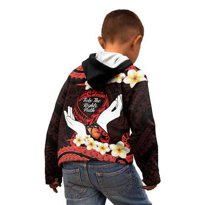 Polynesia AIDS Support Kid Hoodie Take The Rights Path Polynesian Pattern