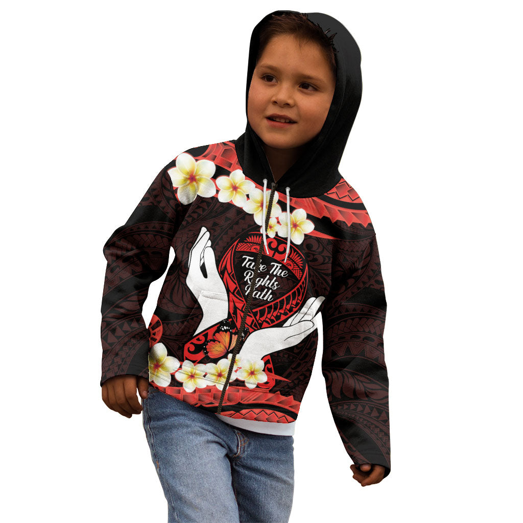 Polynesia AIDS Support Kid Hoodie Take The Rights Path Polynesian Pattern