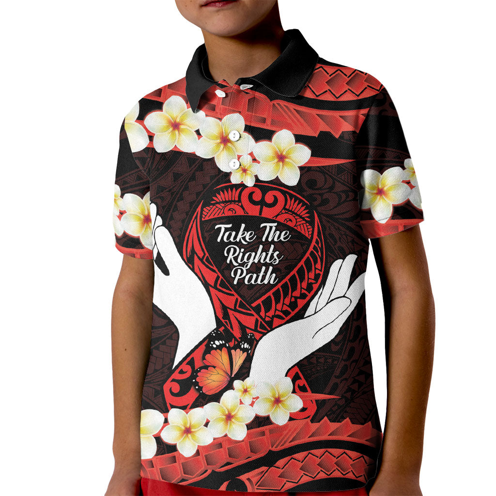 Polynesia AIDS Support Kid Polo Shirt Take The Rights Path Polynesian Pattern