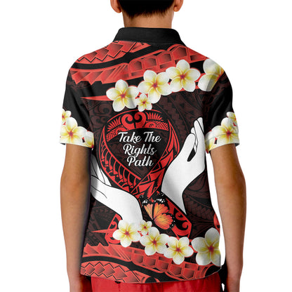 Polynesia AIDS Support Kid Polo Shirt Take The Rights Path Polynesian Pattern