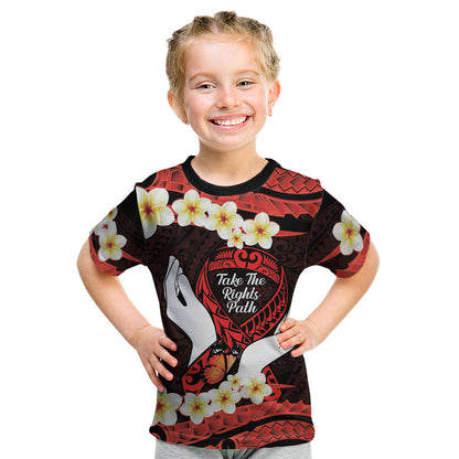 Polynesia AIDS Support Kid T Shirt Take The Rights Path Polynesian Pattern