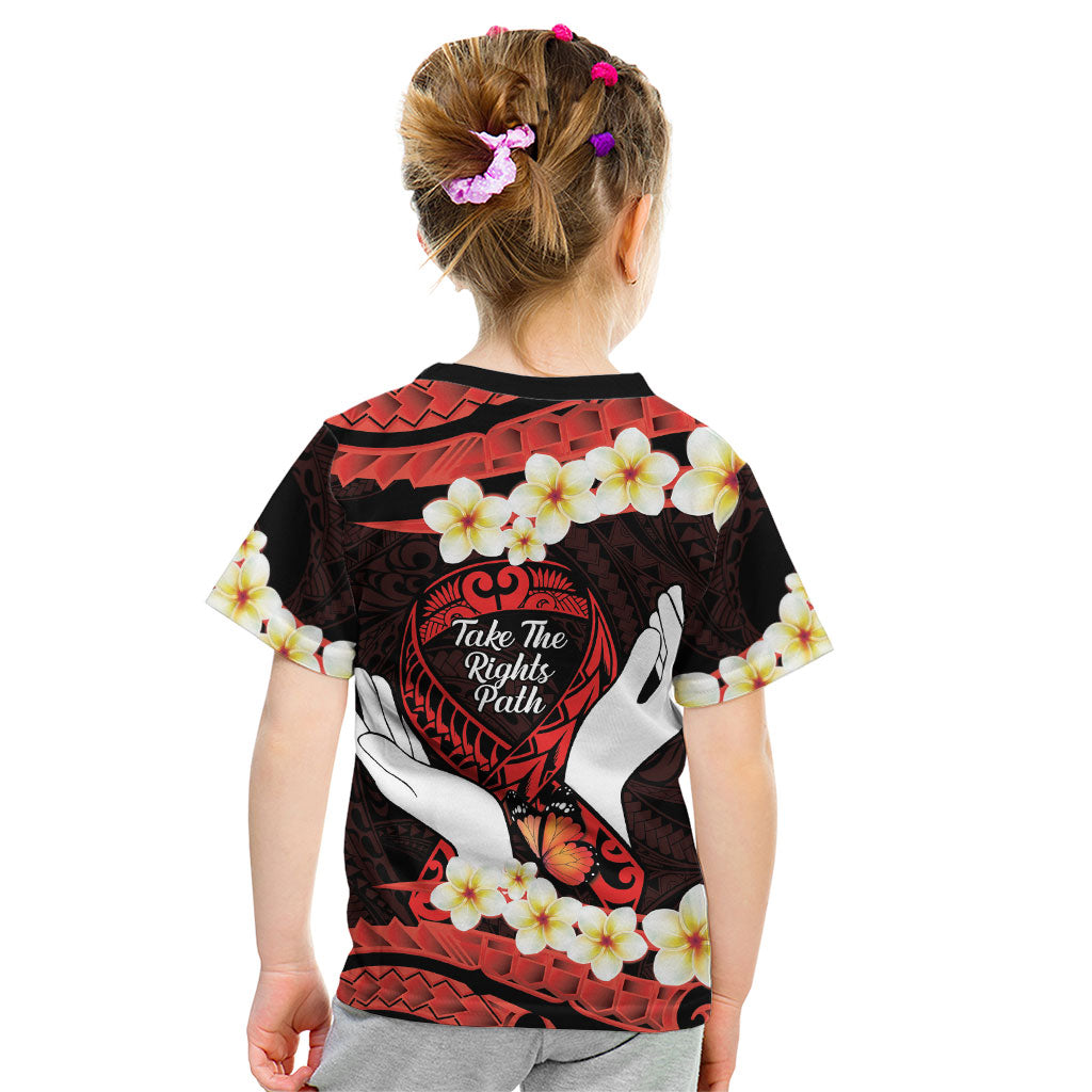 Polynesia AIDS Support Kid T Shirt Take The Rights Path Polynesian Pattern