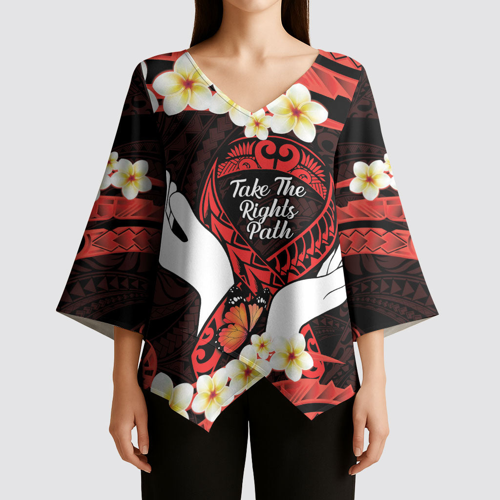 Polynesia AIDS Support Kimono Sleeve Blouse Take The Rights Path Polynesian Pattern