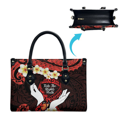Polynesia AIDS Support Leather Bag Take The Rights Path Polynesian Pattern