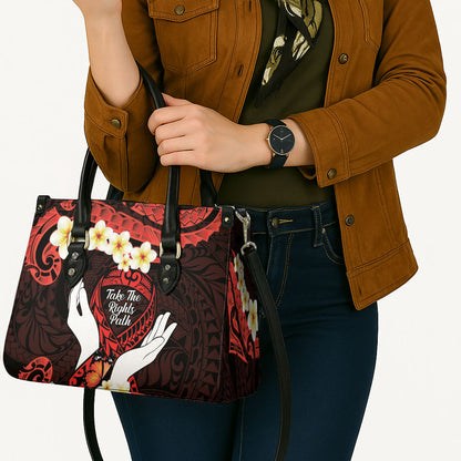 Polynesia AIDS Support Leather Bag Take The Rights Path Polynesian Pattern