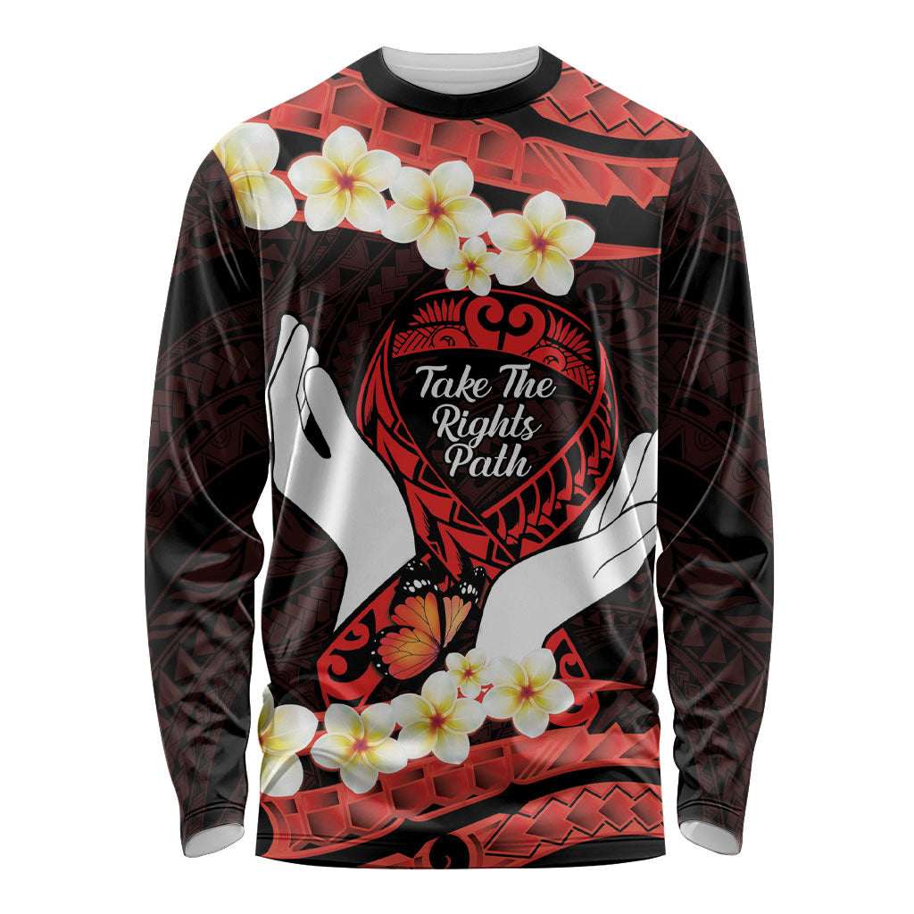 Polynesia AIDS Support Long Sleeve Shirt Take The Rights Path Polynesian Pattern