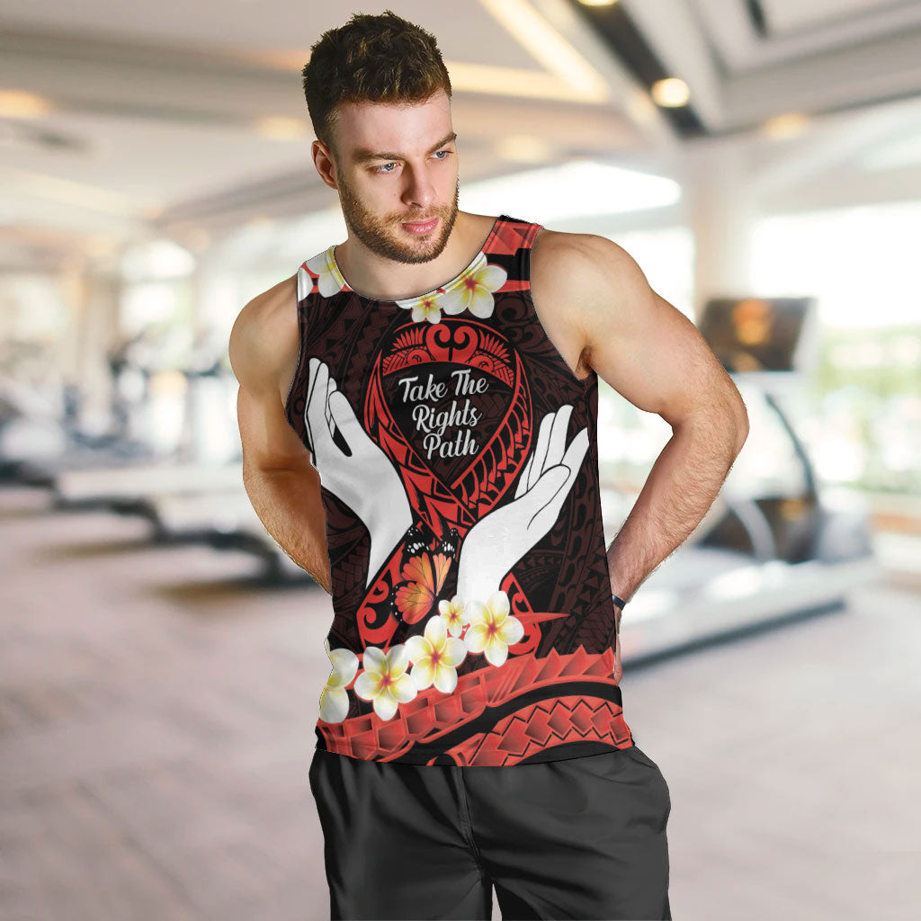 Polynesia AIDS Support Men Tank Top Take The Rights Path Polynesian Pattern