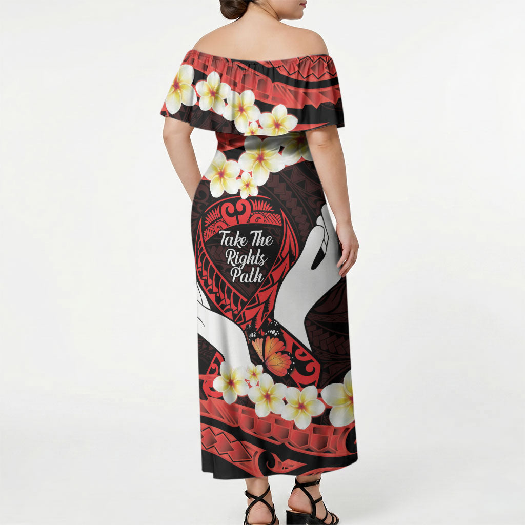 Polynesia AIDS Support Off Shoulder Maxi Dress Take The Rights Path Polynesian Pattern