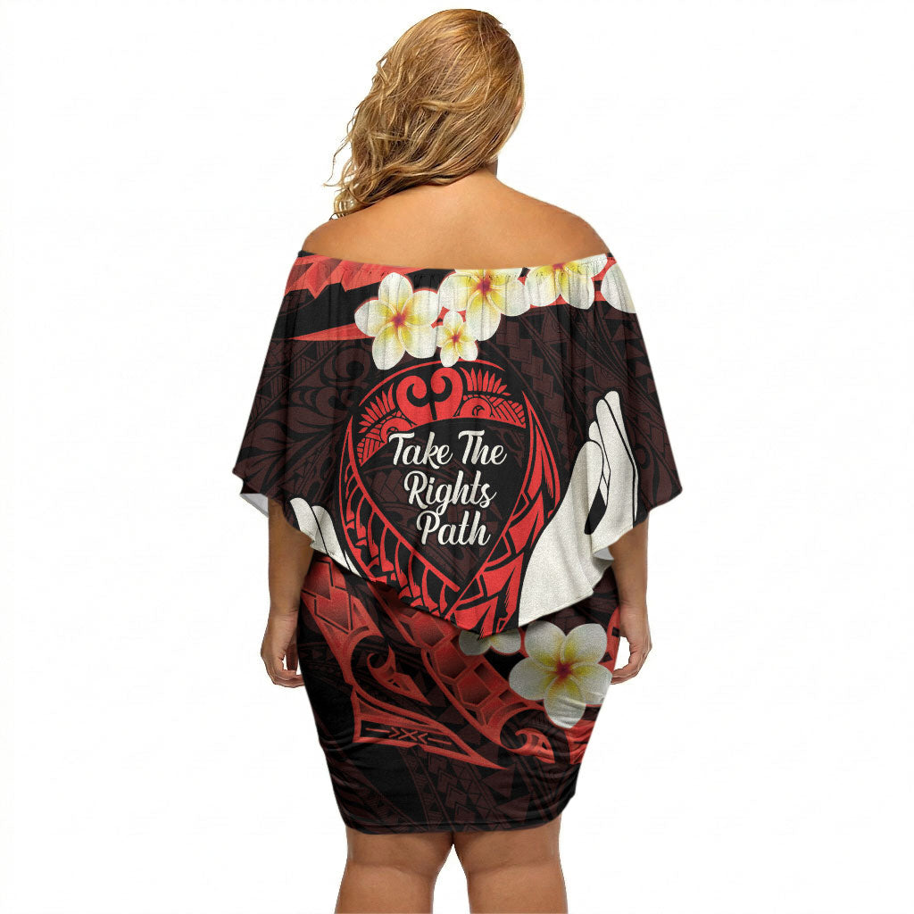 Polynesia AIDS Support Off Shoulder Short Dress Take The Rights Path Polynesian Pattern