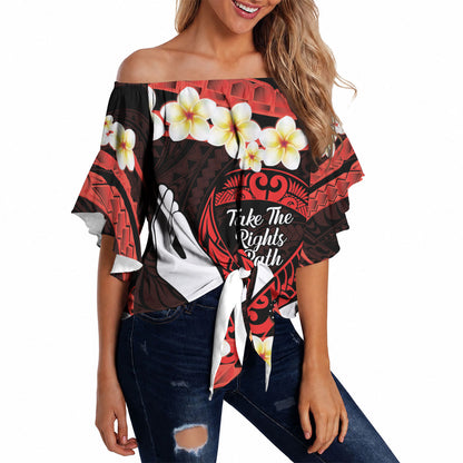 Polynesia AIDS Support Off Shoulder Wrap Waist Top Take The Rights Path Polynesian Pattern