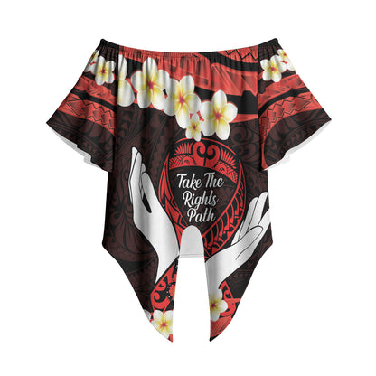 Polynesia AIDS Support Off Shoulder Wrap Waist Top Take The Rights Path Polynesian Pattern