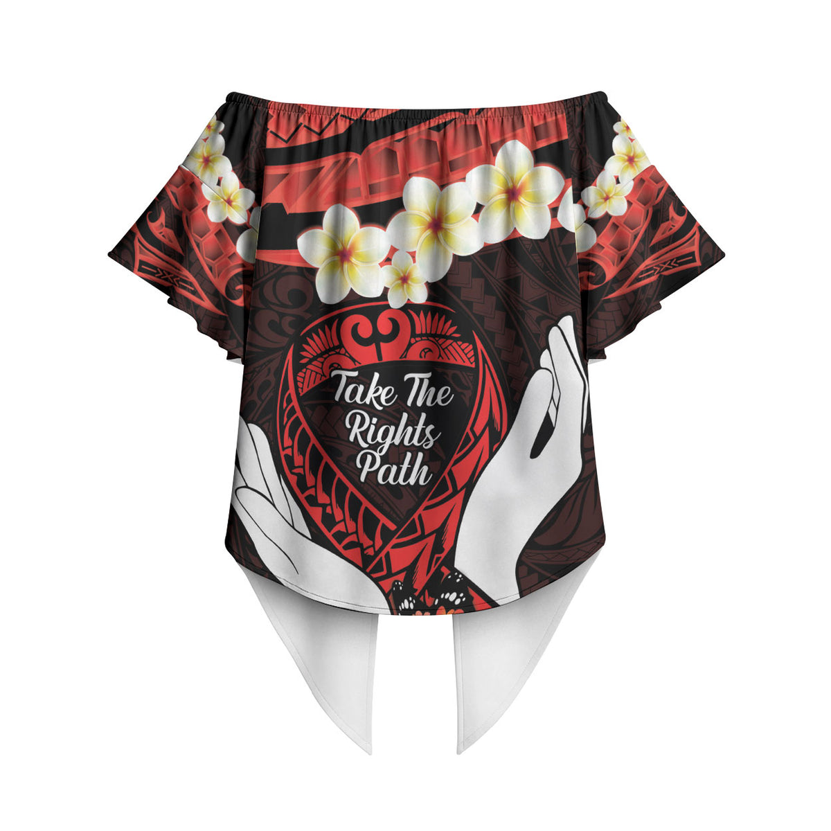 Polynesia AIDS Support Off Shoulder Wrap Waist Top Take The Rights Path Polynesian Pattern