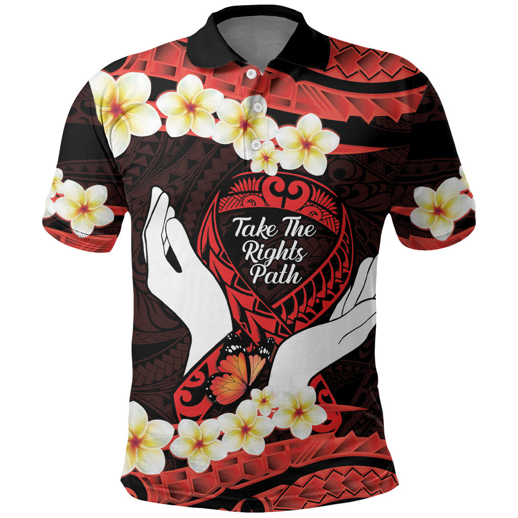 Polynesia AIDS Support Polo Shirt Take The Rights Path Polynesian Pattern