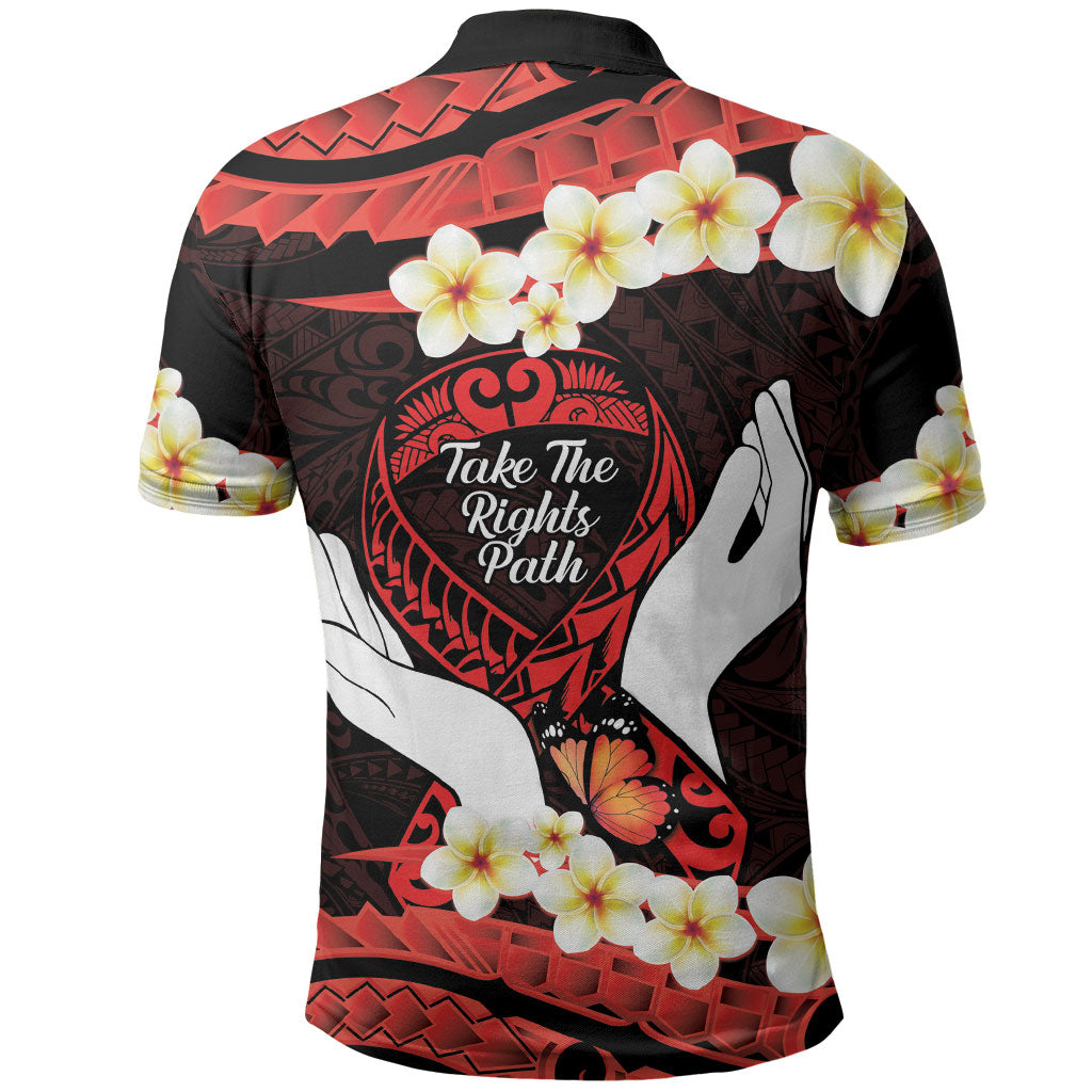 Polynesia AIDS Support Polo Shirt Take The Rights Path Polynesian Pattern