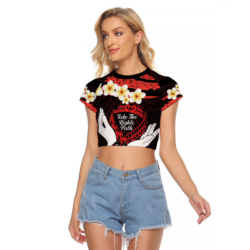 Polynesia AIDS Support Raglan Cropped T Shirt Take The Rights Path Polynesian Pattern