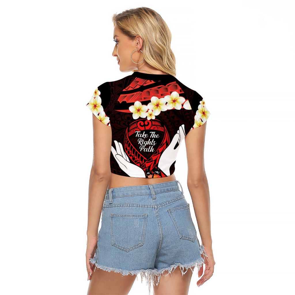 Polynesia AIDS Support Raglan Cropped T Shirt Take The Rights Path Polynesian Pattern