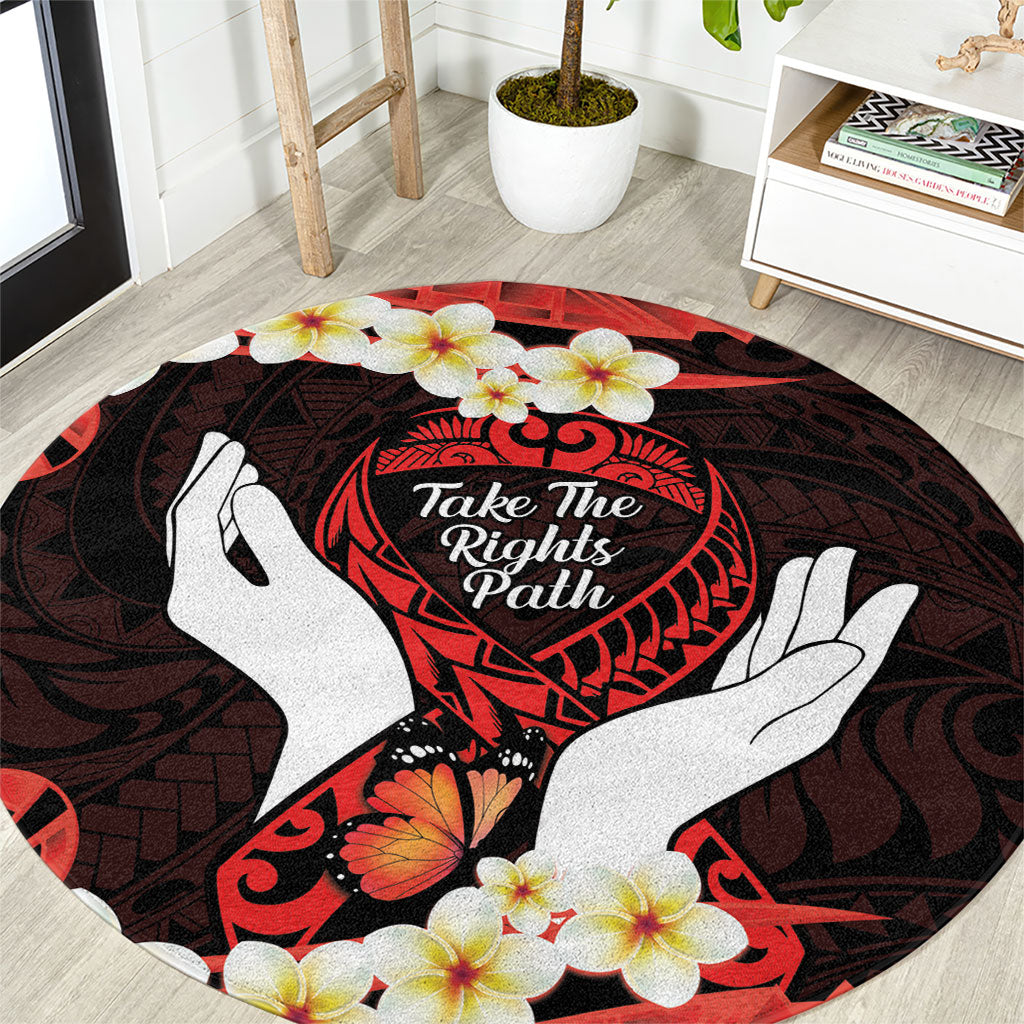 Polynesia AIDS Support Round Carpet Take The Rights Path Polynesian Pattern