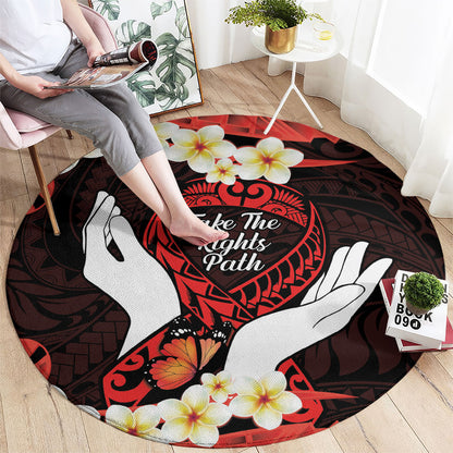 Polynesia AIDS Support Round Carpet Take The Rights Path Polynesian Pattern