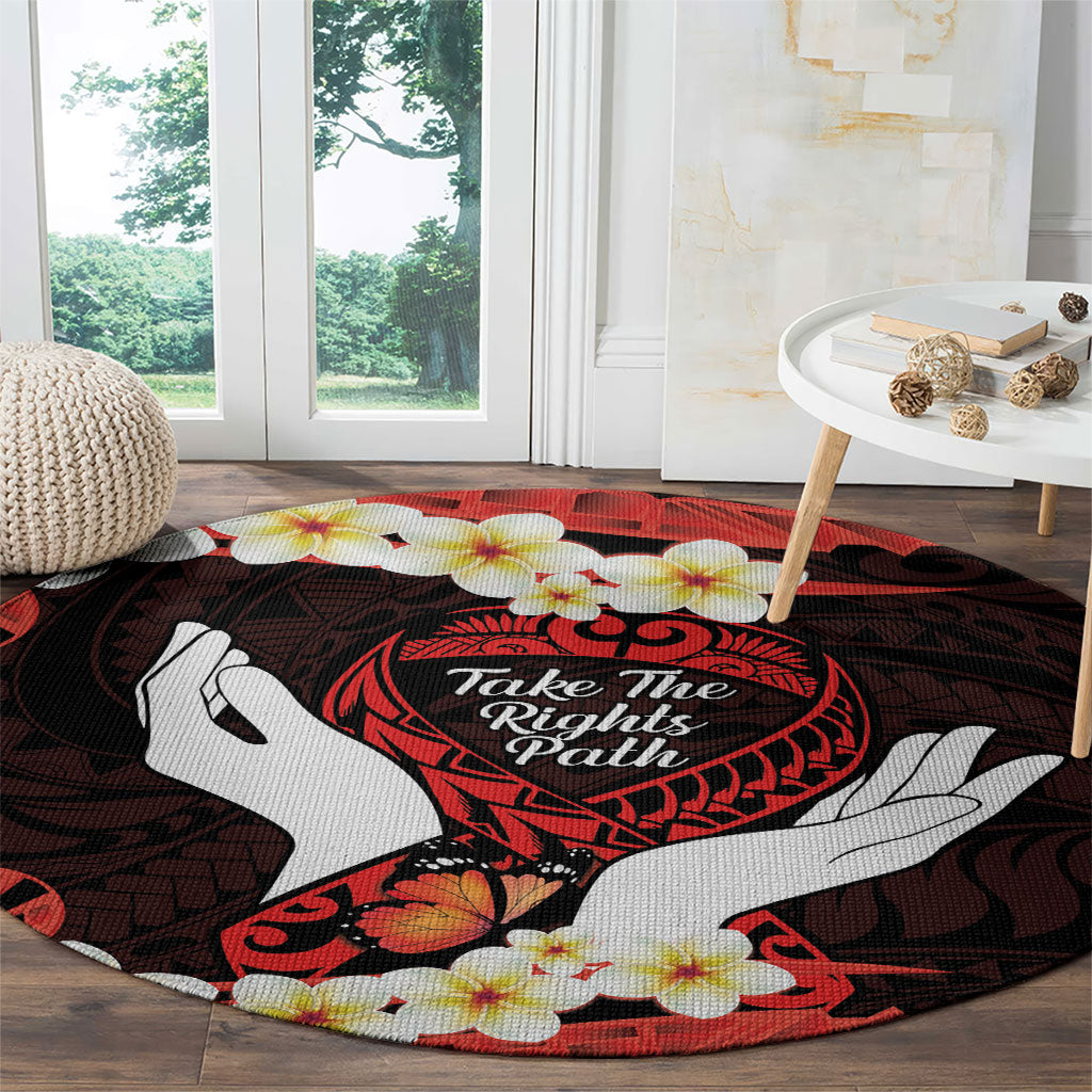 Polynesia AIDS Support Round Carpet Take The Rights Path Polynesian Pattern