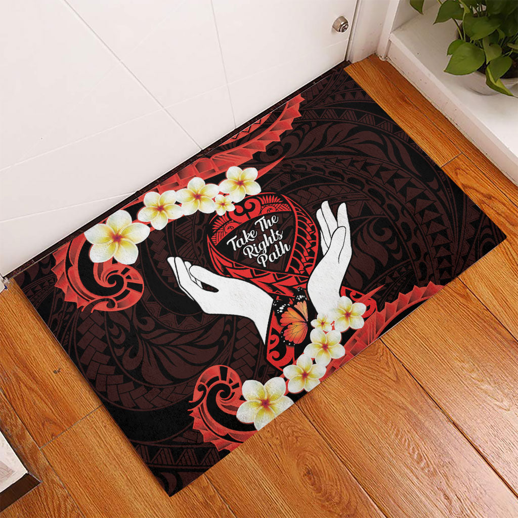 Polynesia AIDS Support Rubber Doormat Take The Rights Path Polynesian Pattern