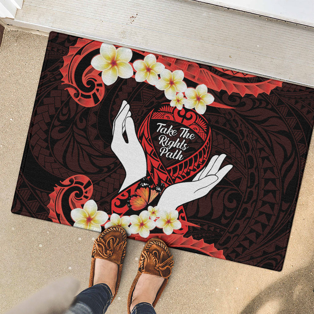 Polynesia AIDS Support Rubber Doormat Take The Rights Path Polynesian Pattern