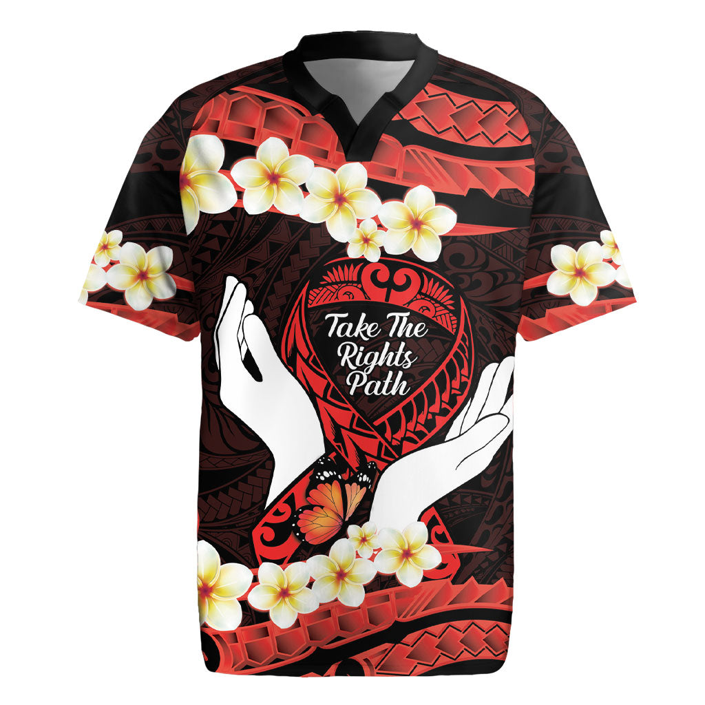 Polynesia AIDS Support Rugby Jersey Take The Rights Path Polynesian Pattern