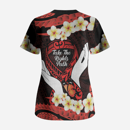 Polynesia AIDS Support Scrub Top Take The Rights Path Polynesian Pattern