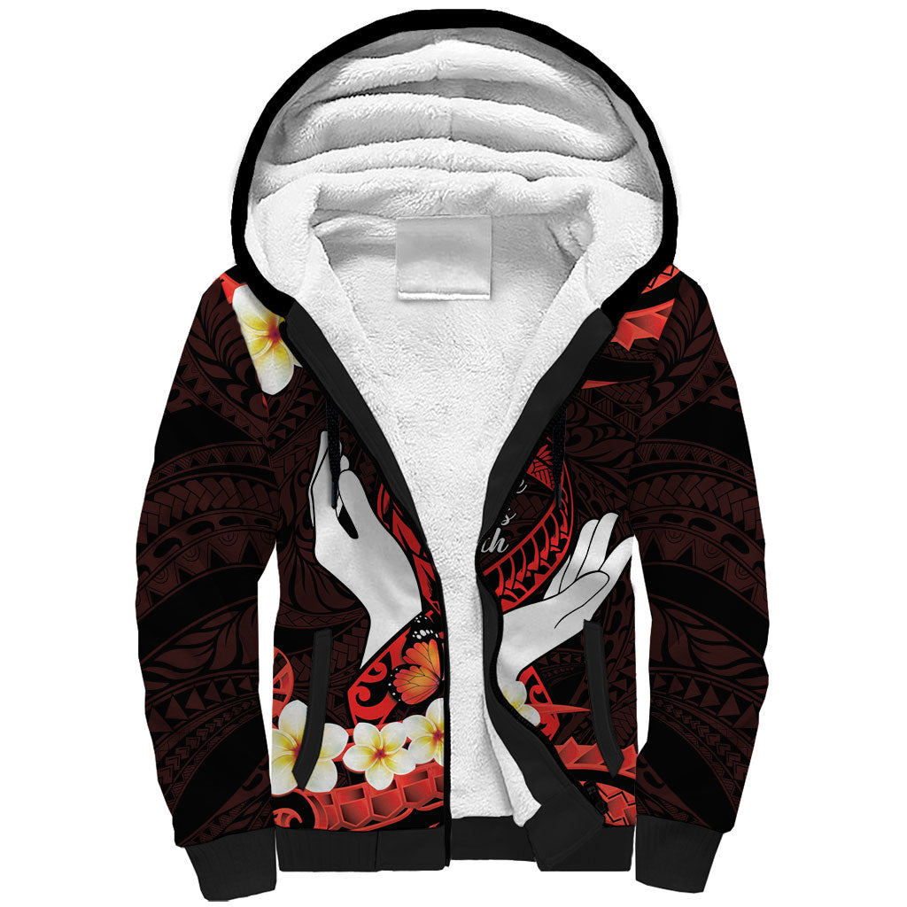 Polynesia AIDS Support Sherpa Hoodie Take The Rights Path Polynesian Pattern