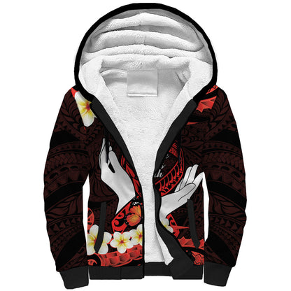 Polynesia AIDS Support Sherpa Hoodie Take The Rights Path Polynesian Pattern