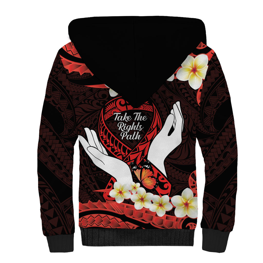 Polynesia AIDS Support Sherpa Hoodie Take The Rights Path Polynesian Pattern