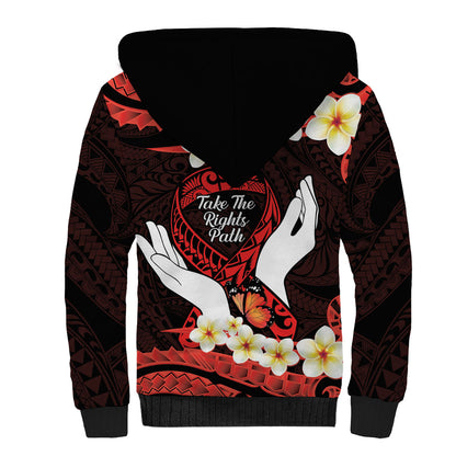 Polynesia AIDS Support Sherpa Hoodie Take The Rights Path Polynesian Pattern