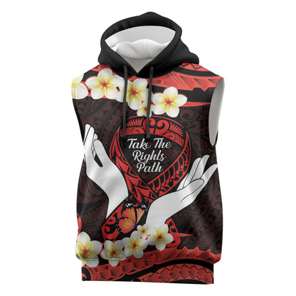 Polynesia AIDS Support Sleeveless Hoodie Take The Rights Path Polynesian Pattern