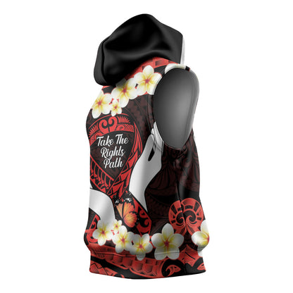 Polynesia AIDS Support Sleeveless Hoodie Take The Rights Path Polynesian Pattern