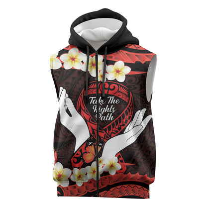 Polynesia AIDS Support Sleeveless Zip Hoodie Take The Rights Path Polynesian Pattern
