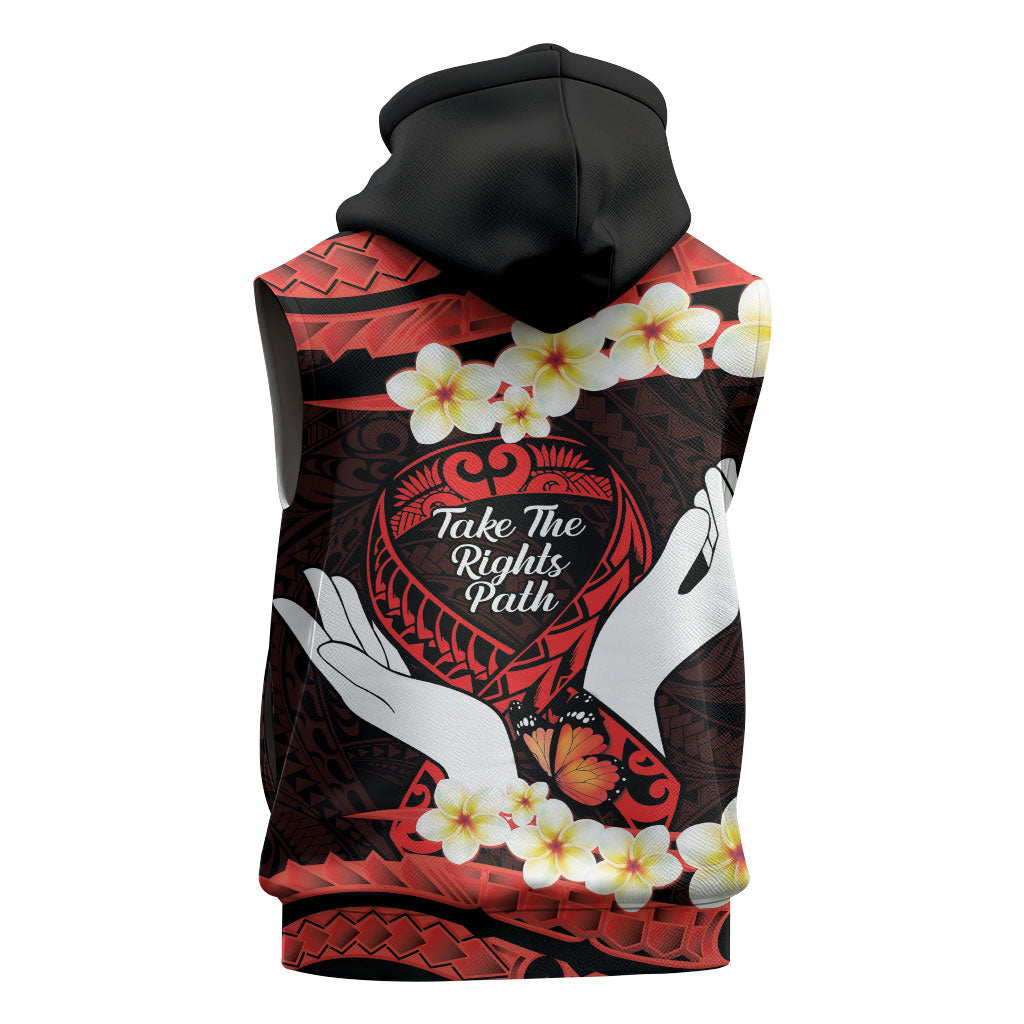 Polynesia AIDS Support Sleeveless Zip Hoodie Take The Rights Path Polynesian Pattern