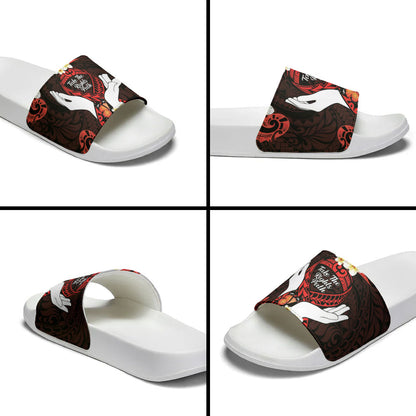 Polynesia AIDS Support Slide Sandals Take The Rights Path Polynesian Pattern