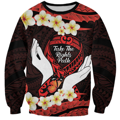 Polynesia AIDS Support Sweatshirt Take The Rights Path Polynesian Pattern