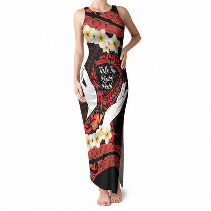 Polynesia AIDS Support Tank Maxi Dress Take The Rights Path Polynesian Pattern