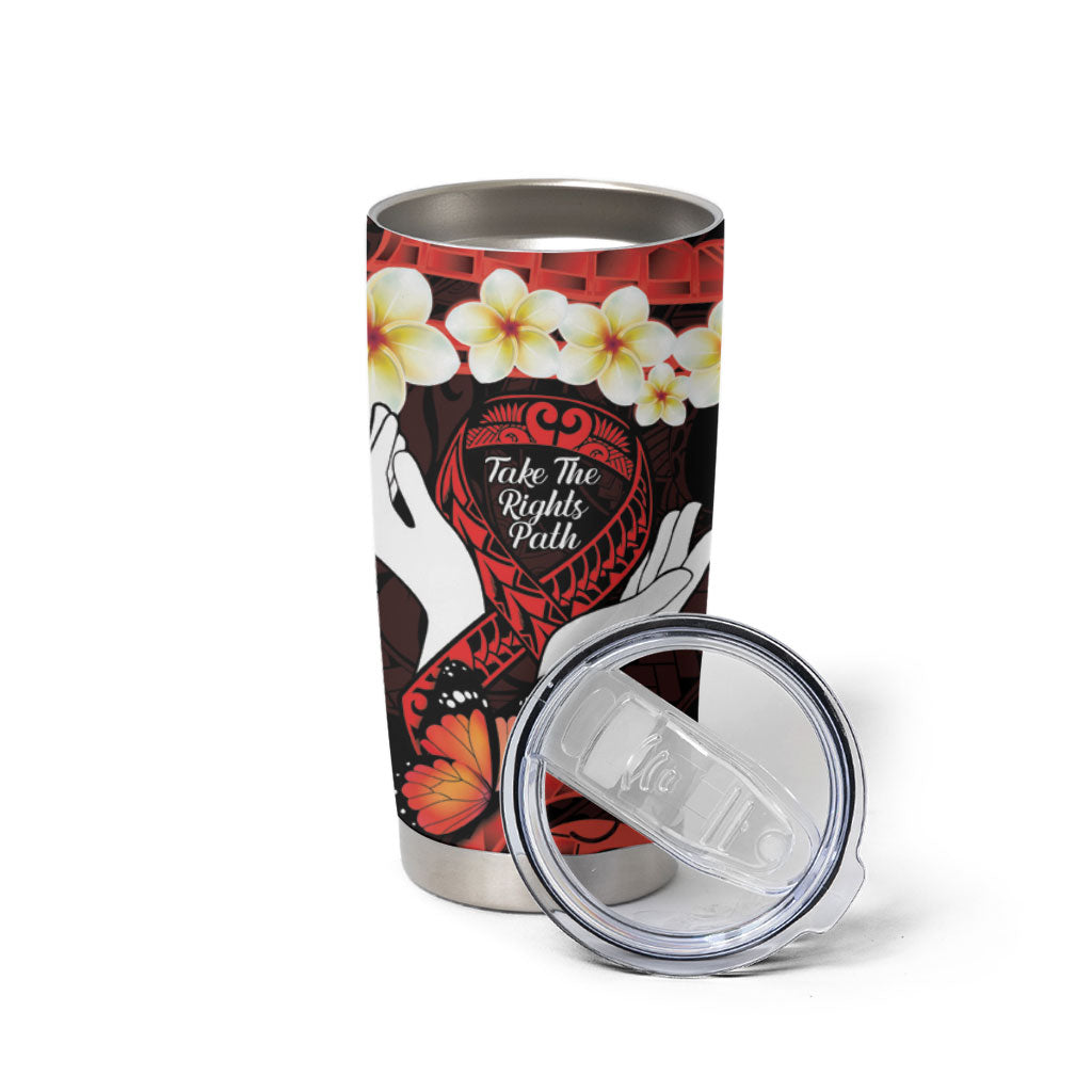 Polynesia AIDS Support Tumbler Cup Take The Rights Path Polynesian Pattern