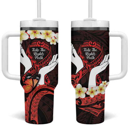 Polynesia AIDS Support Tumbler With Handle Take The Rights Path Polynesian Pattern