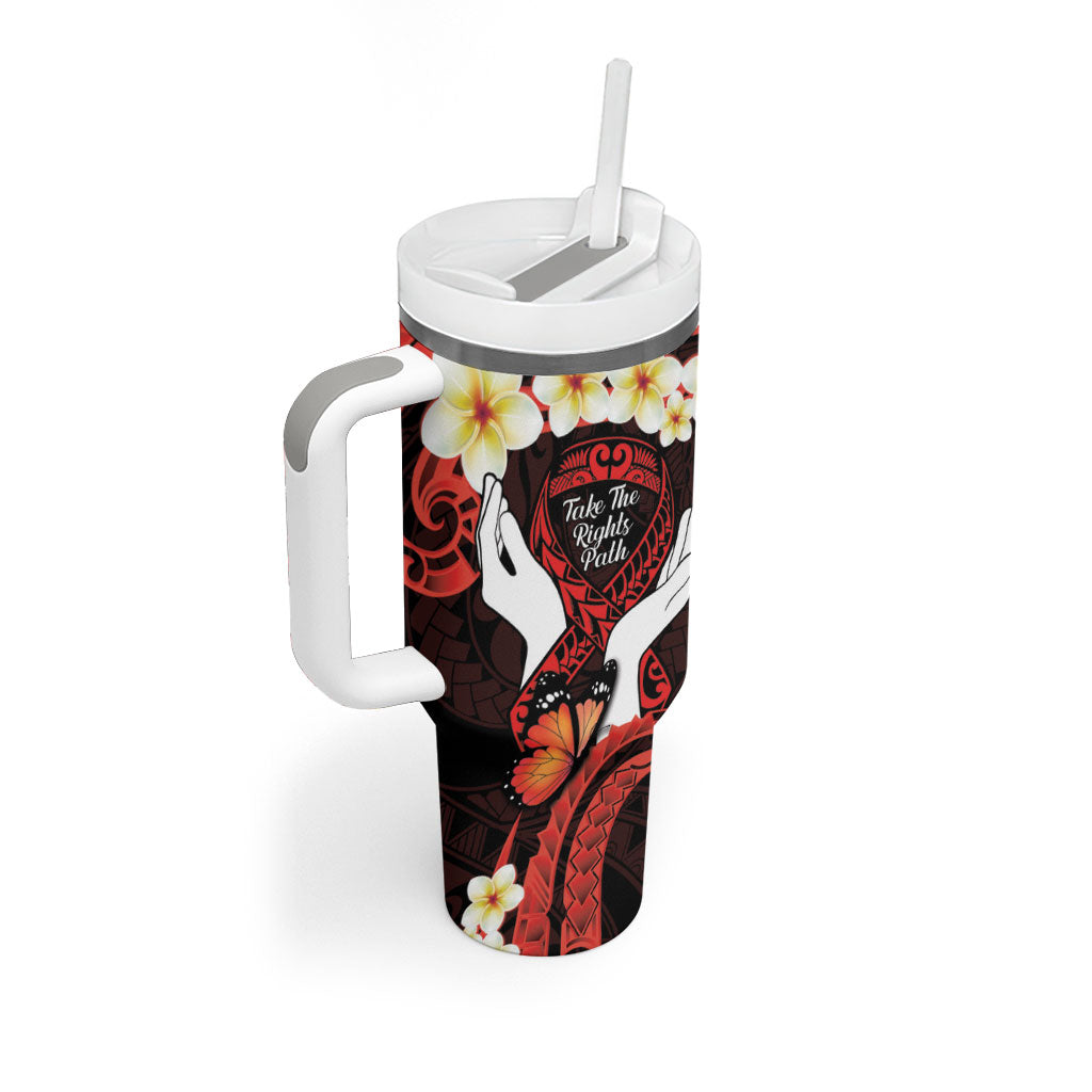 Polynesia AIDS Support Tumbler With Handle Take The Rights Path Polynesian Pattern