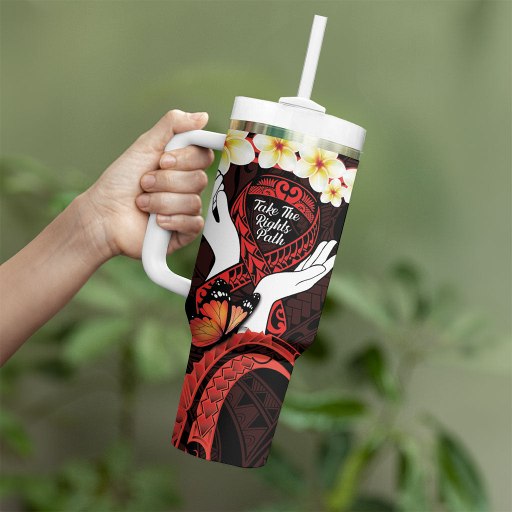 Polynesia AIDS Support Tumbler With Handle Take The Rights Path Polynesian Pattern
