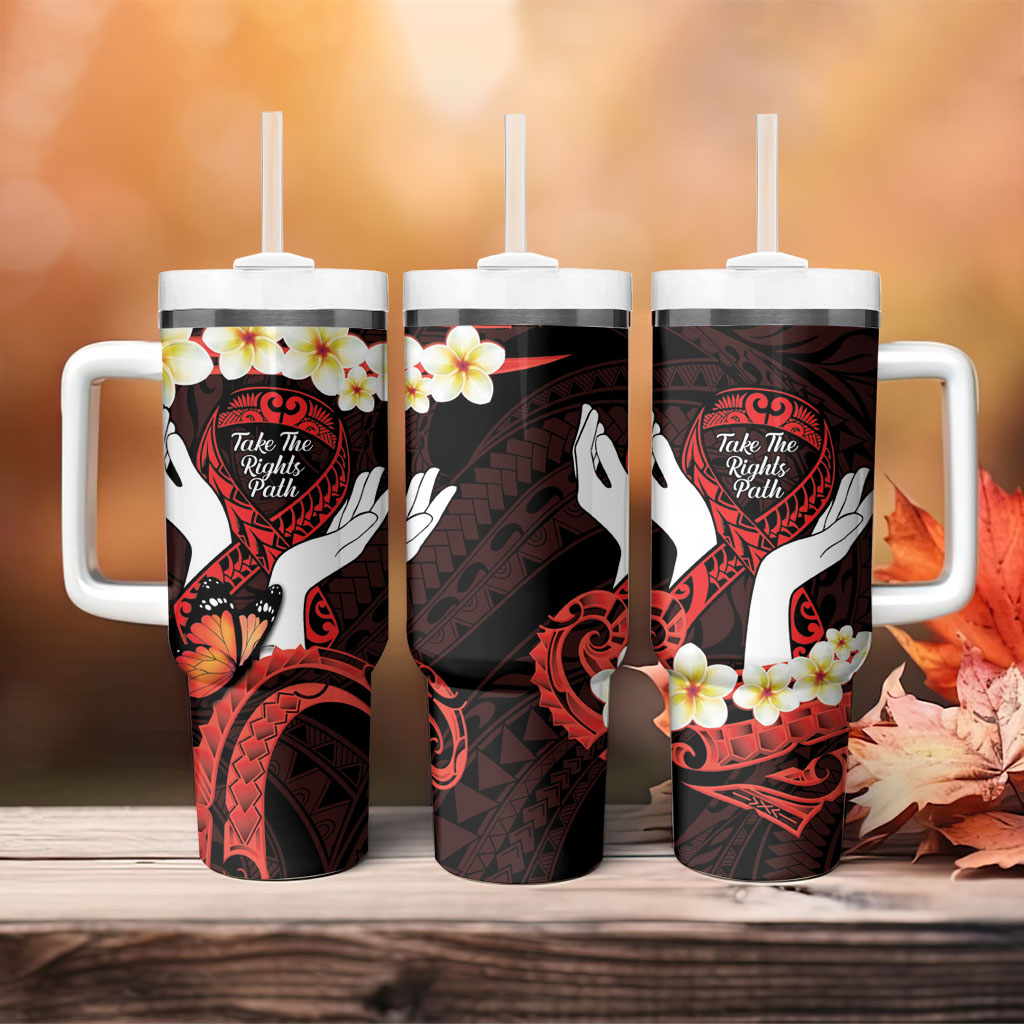 Polynesia AIDS Support Tumbler With Handle Take The Rights Path Polynesian Pattern