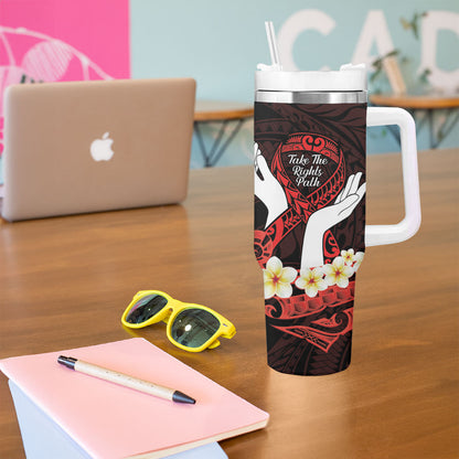 Polynesia AIDS Support Tumbler With Handle Take The Rights Path Polynesian Pattern