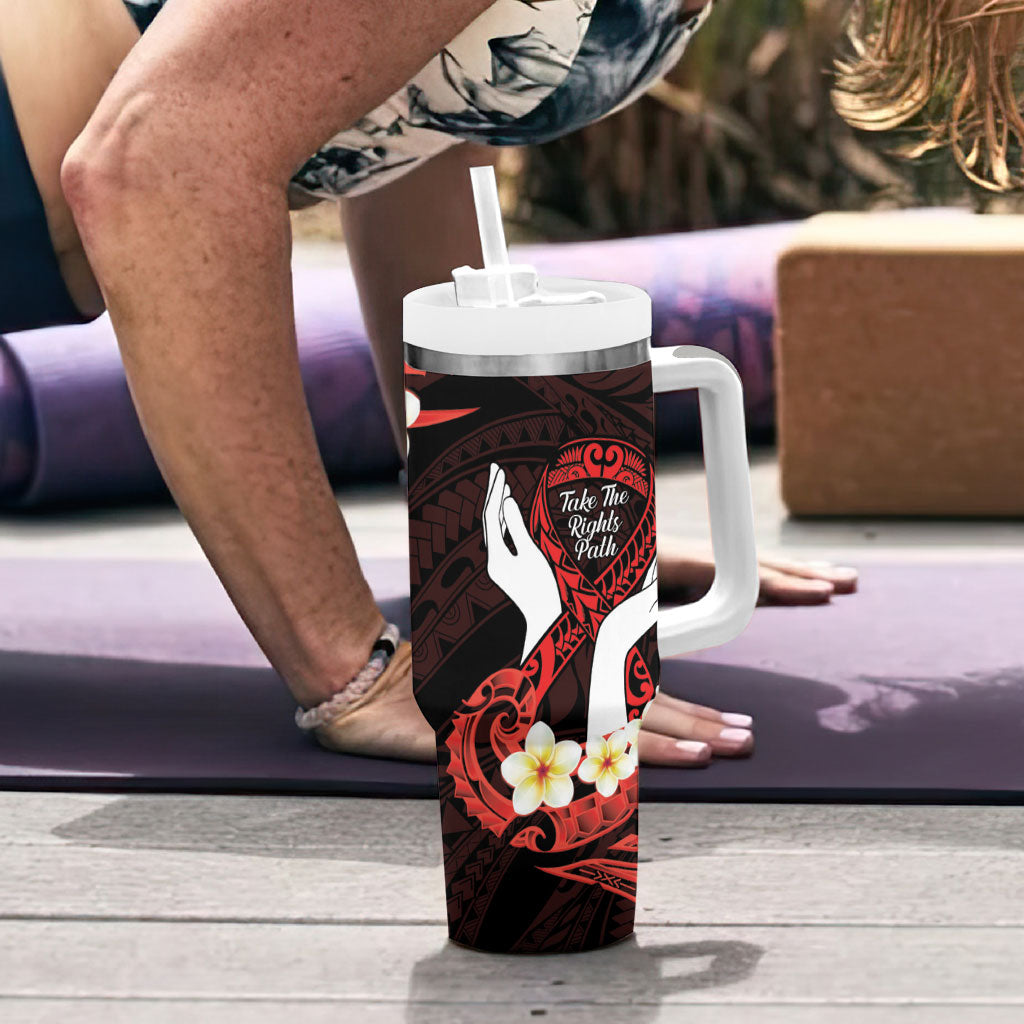 Polynesia AIDS Support Tumbler With Handle Take The Rights Path Polynesian Pattern