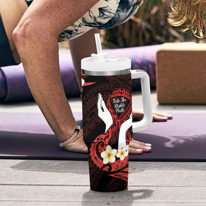 Polynesia AIDS Support Tumbler With Handle Take The Rights Path Polynesian Pattern