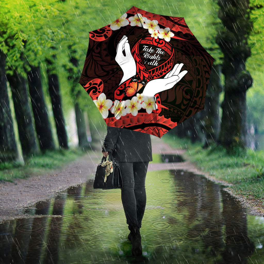 Polynesia AIDS Support Umbrella Take The Rights Path Polynesian Pattern