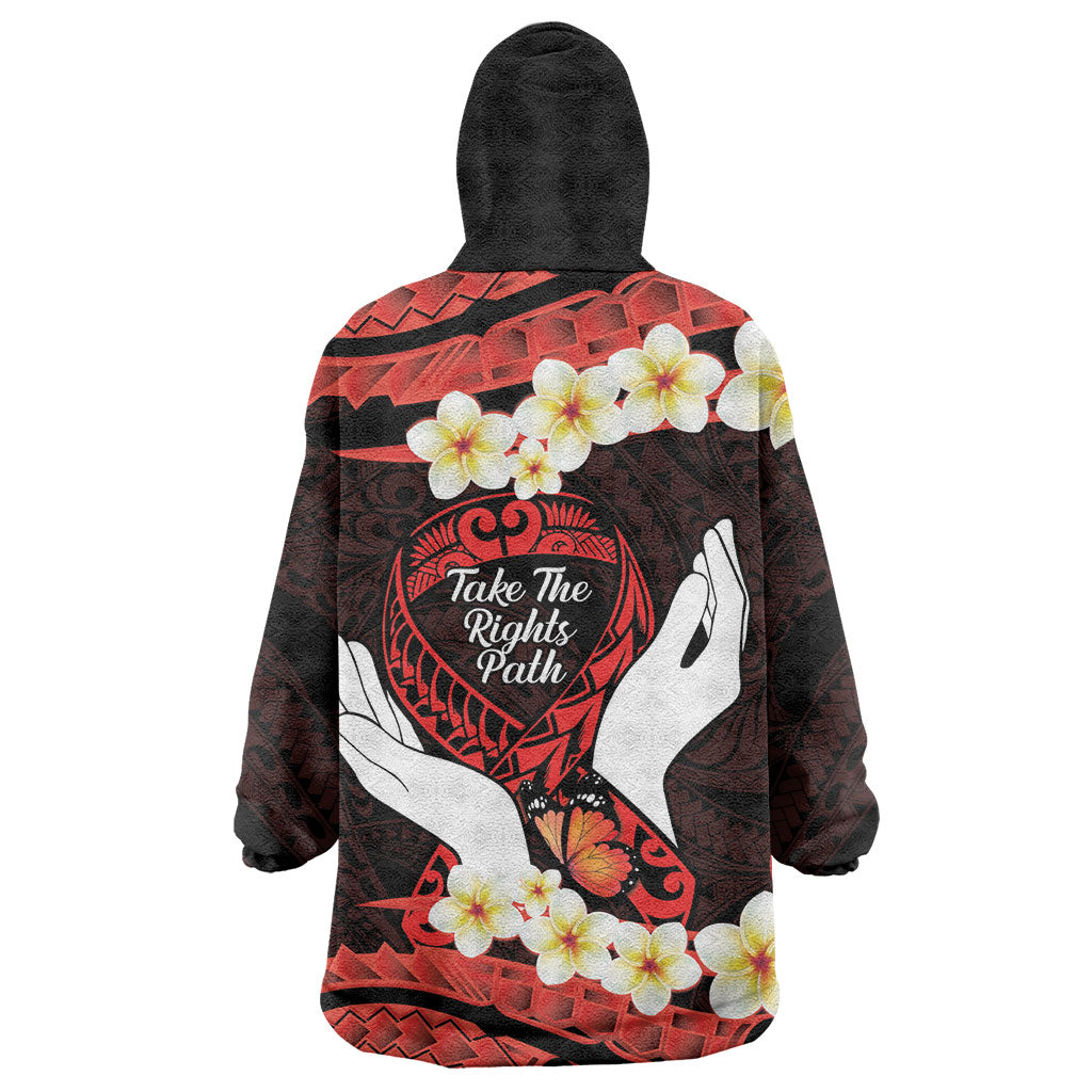 Polynesia AIDS Support Wearable Blanket Hoodie Take The Rights Path Polynesian Pattern