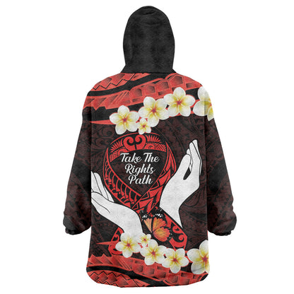 Polynesia AIDS Support Wearable Blanket Hoodie Take The Rights Path Polynesian Pattern